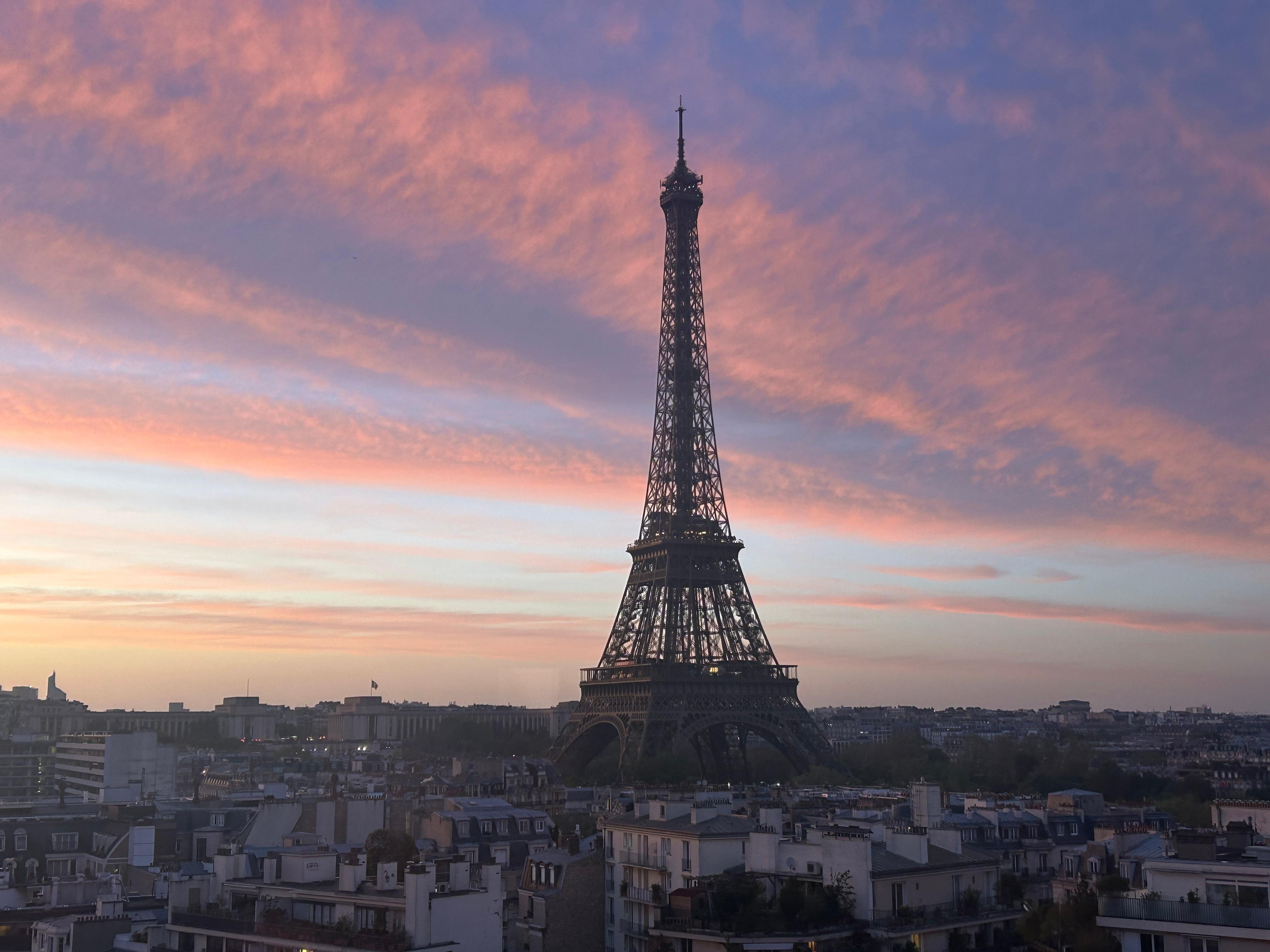 Sunset view from our Paris rental apartment