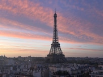 Sunset view from our Paris rental apartment