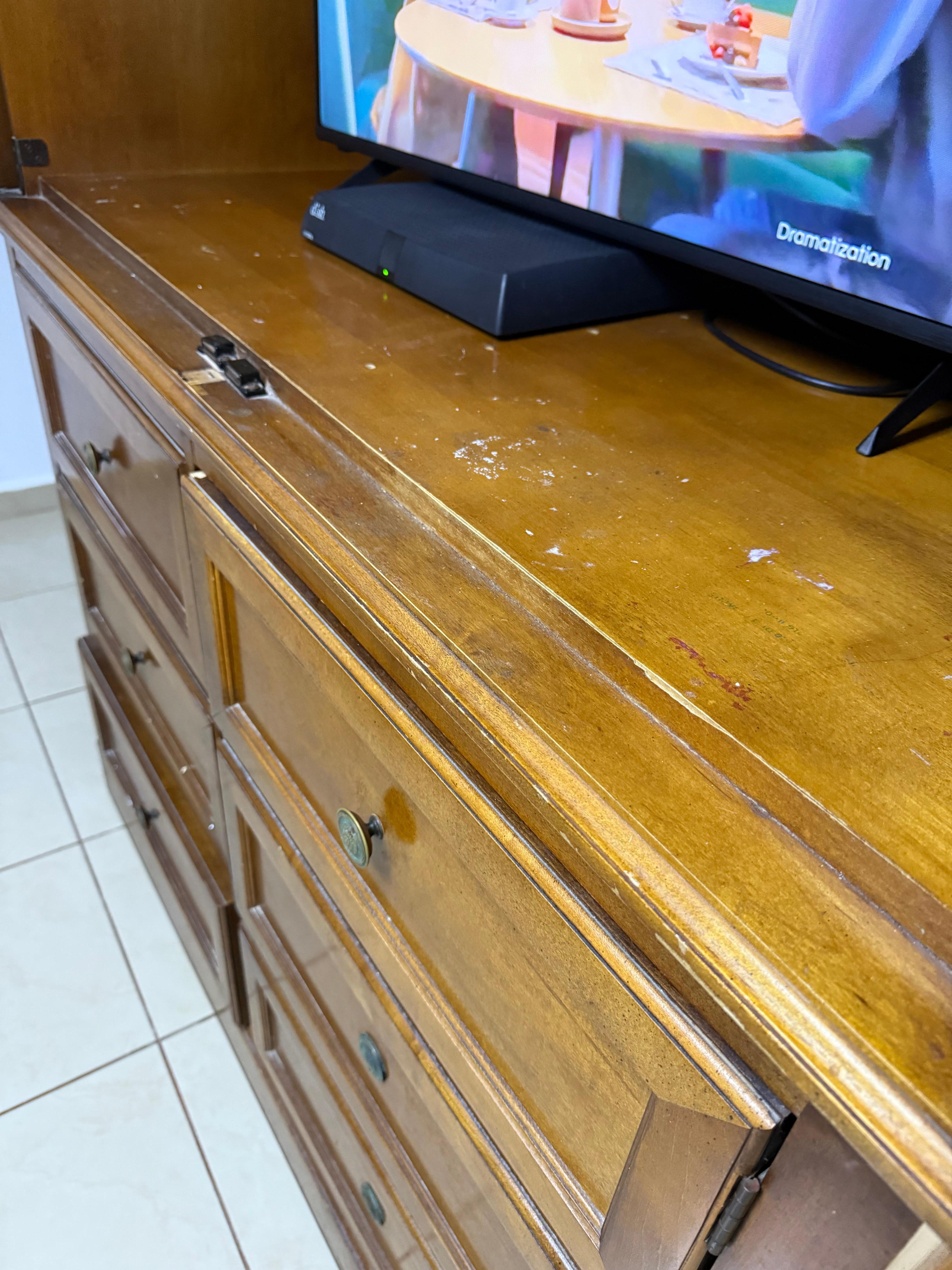 run down and rusty dresser