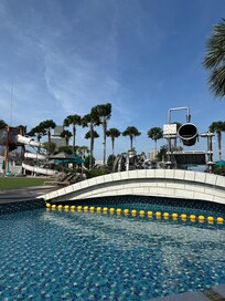 The view from the bar at the pool. There is no alcohol in the hotel (at least when we were there) but there is a grocery store.