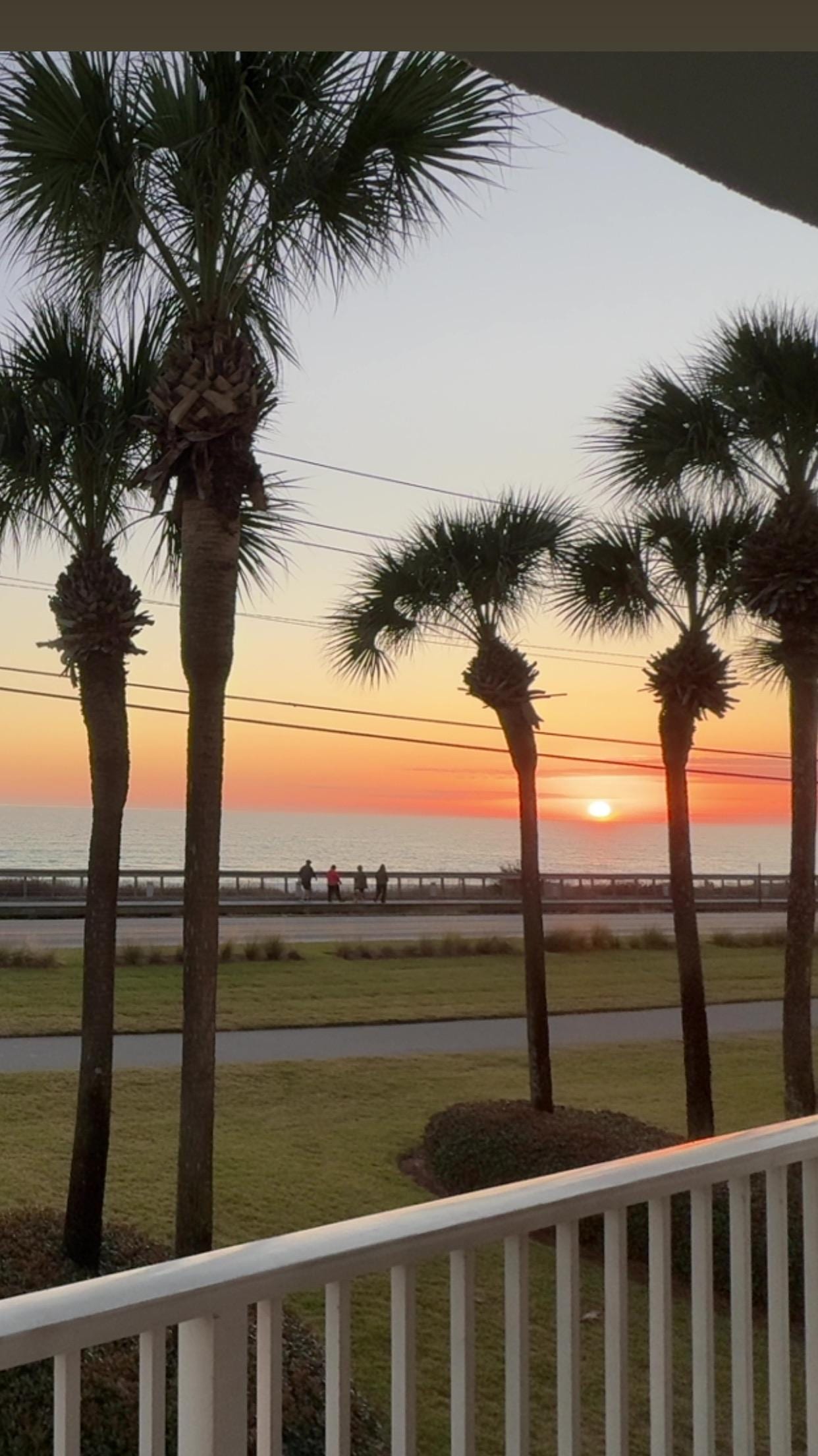 View from the balcony watching the sun go down 