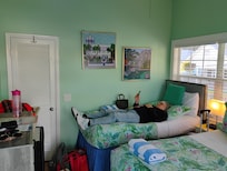 Although the room appeared small, the use of bed lifts really helped in getting suitcases under the beds and out of the way.