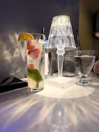 Mocktail, basil flavoured Lemonade with Strawberries, yummy!