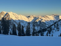 View from top of Peruvian chair at Snowbird near entrance to tunnel/conveyor to Mineral Basin.