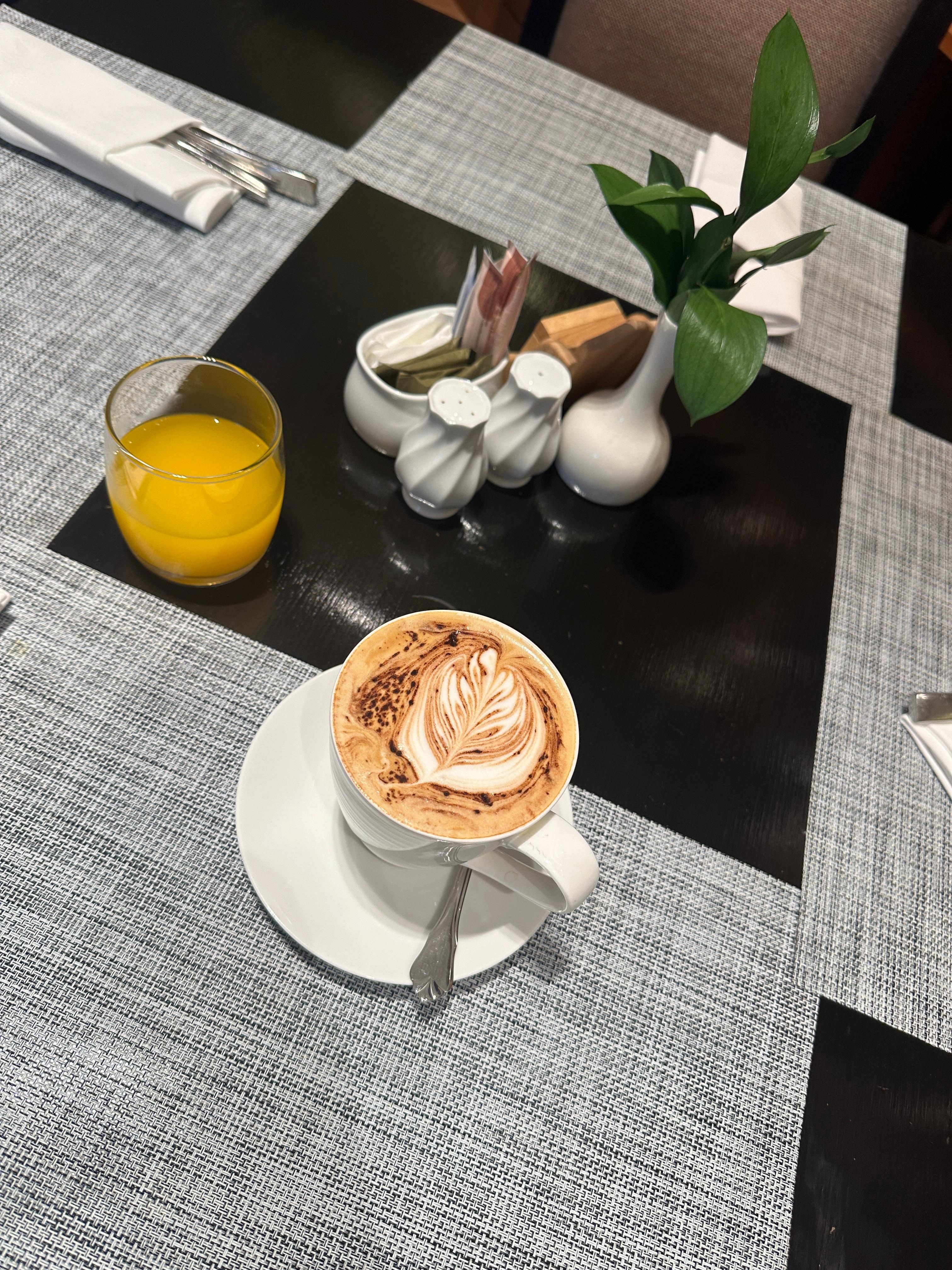 Cappuccino at the Breakfast buffet