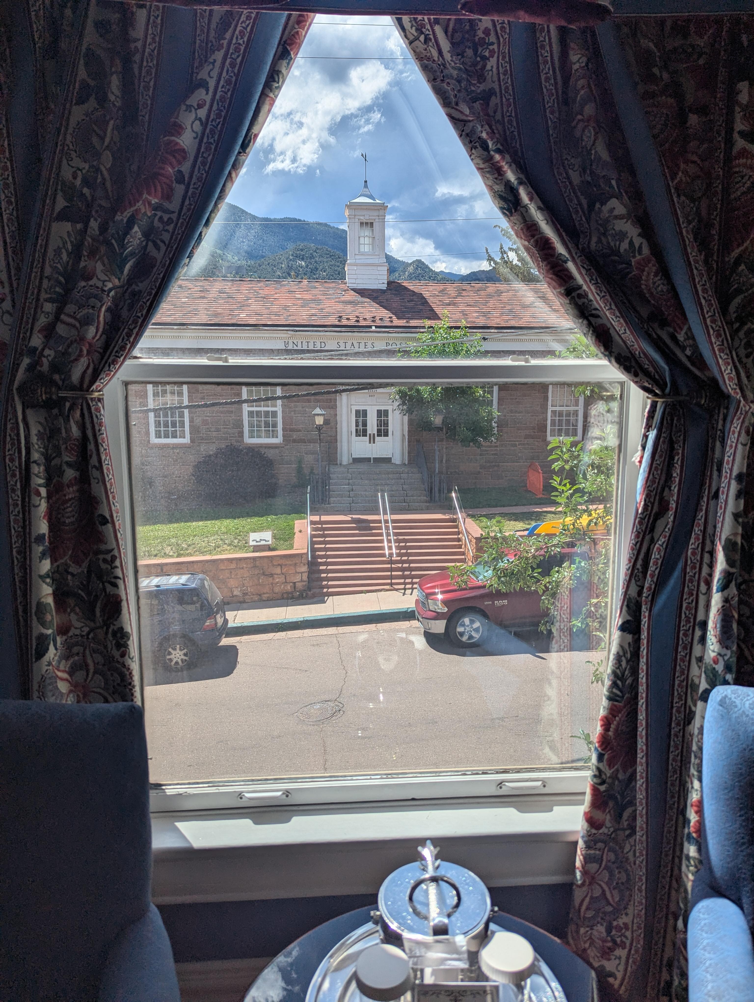 View out the window to the old post office
