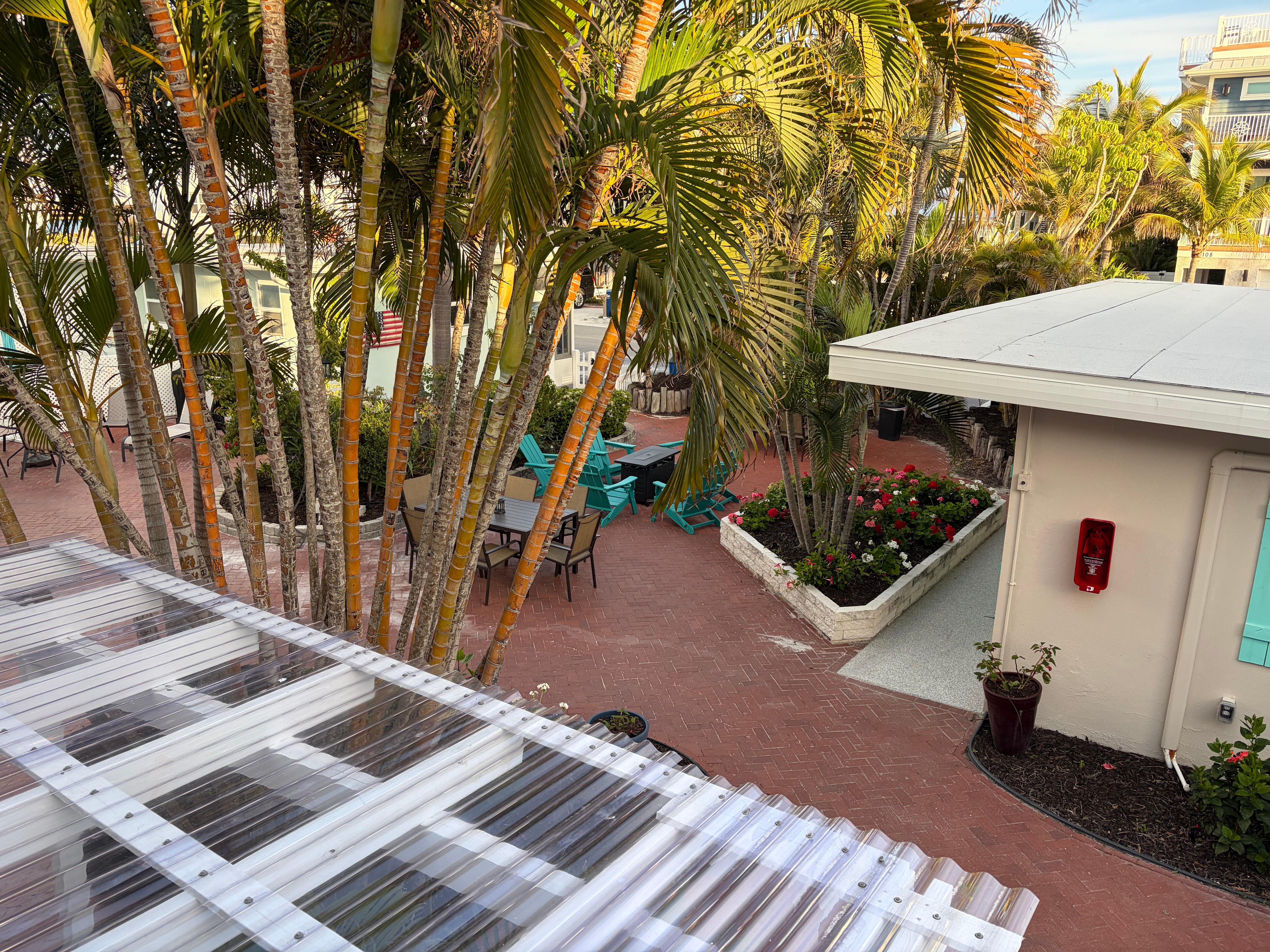 View of courtyard from front door.