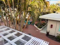 View of courtyard from front door.