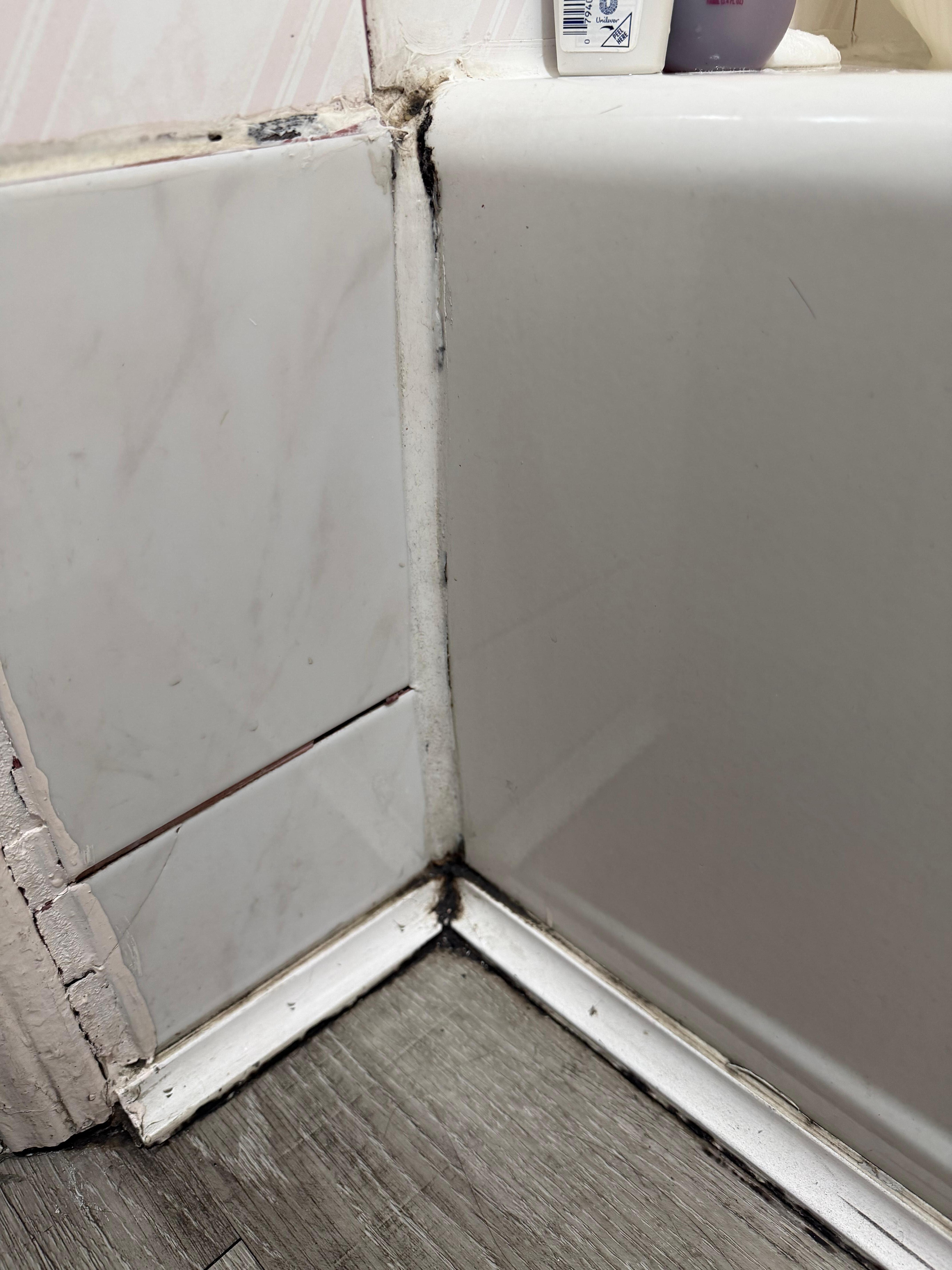 Left corner of tub-dirty