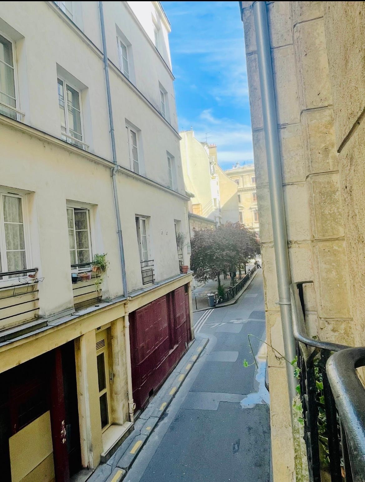 View of the street to the right from the French doors