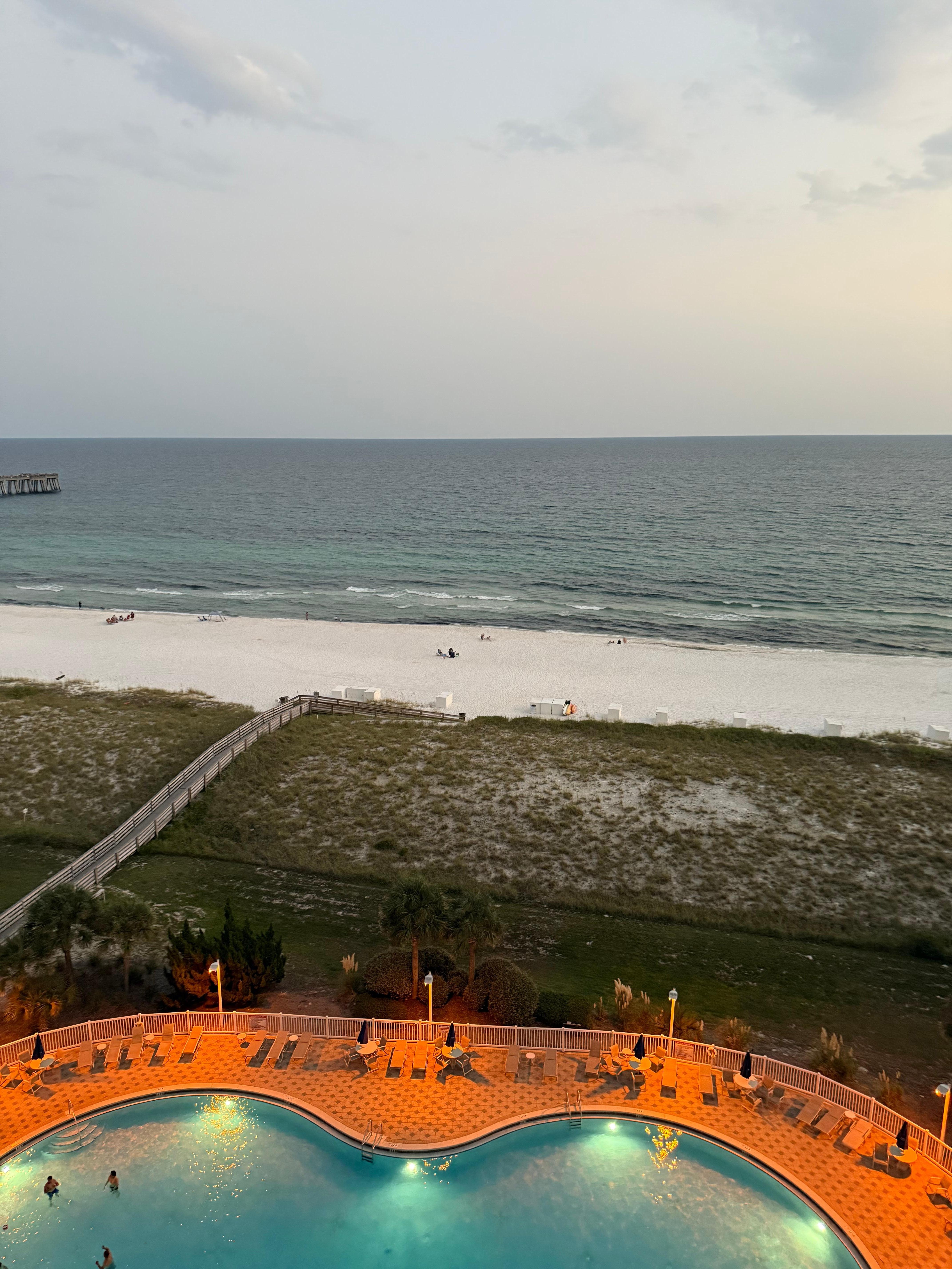 The beach and the pool.