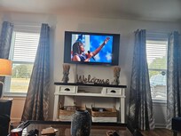 Television was clear and had any channel you needed. Living room was so cozy.