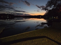 Sunset over a "glass" lake.