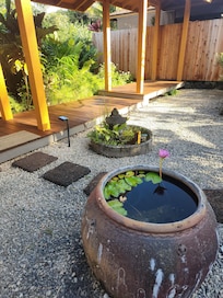 Private fenced courtyard also has a brand new propane grill