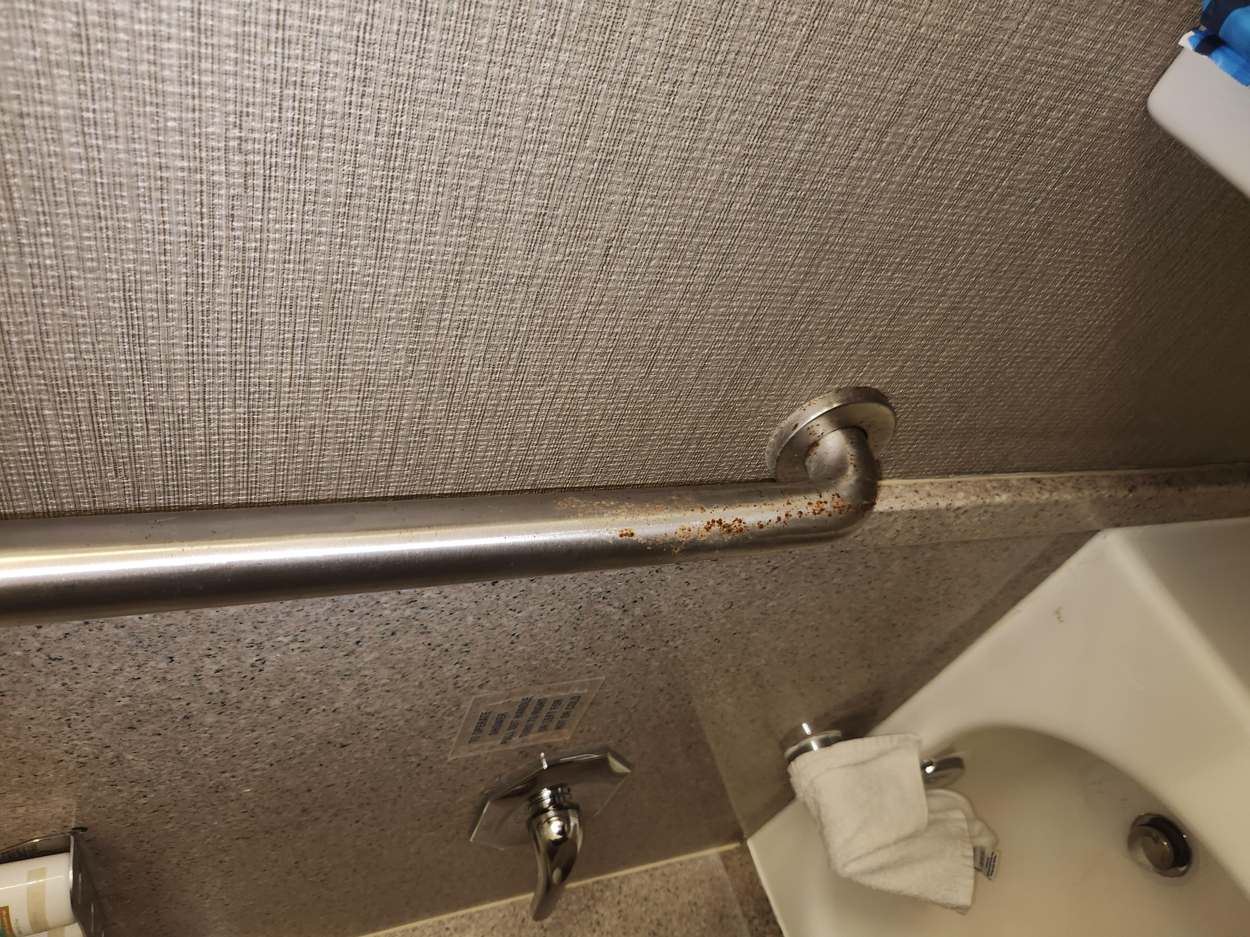 Rust on handrail in Bathroom