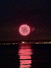 Fireworks across the lake.