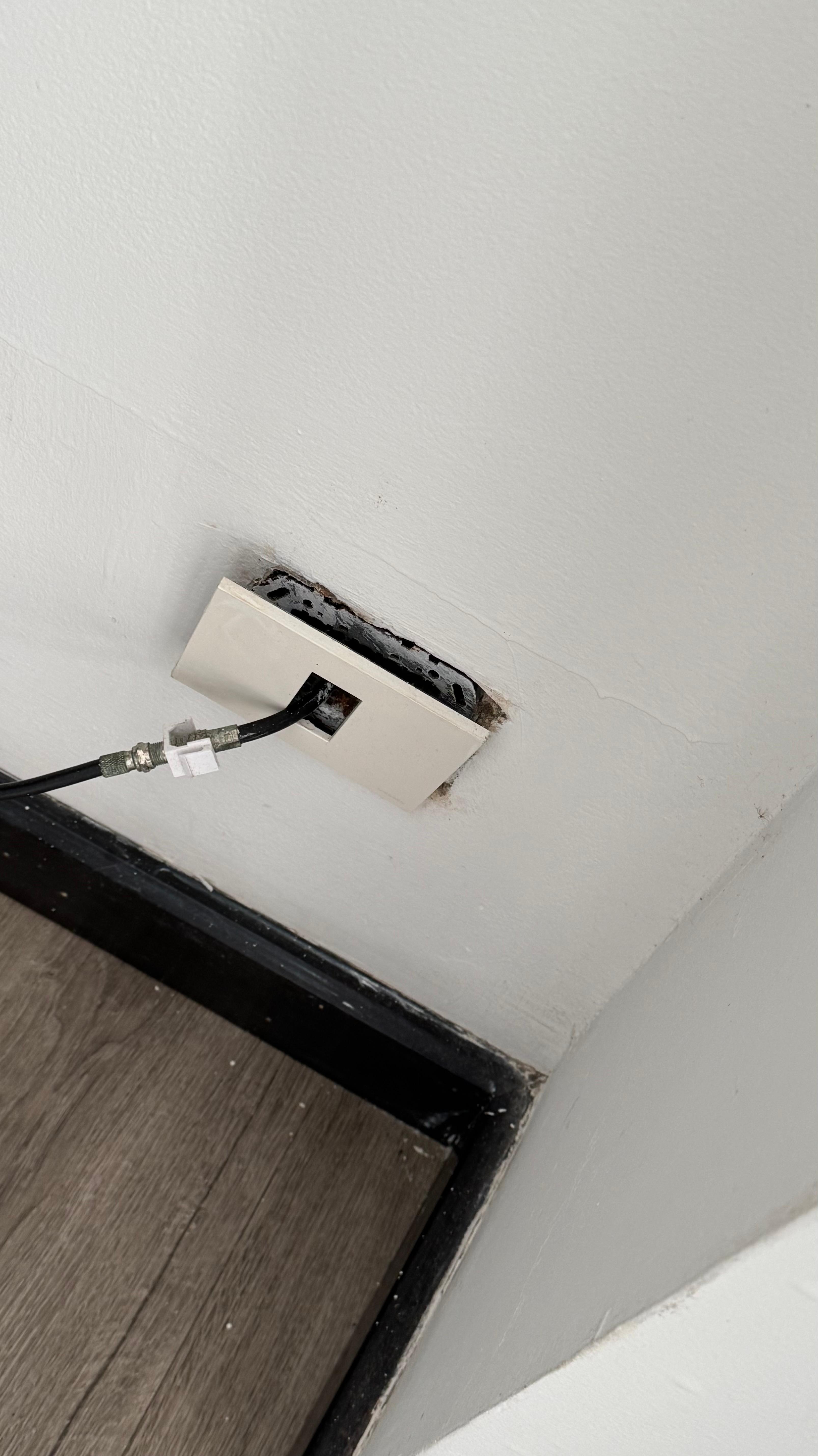 Wall outlet dislodged 
