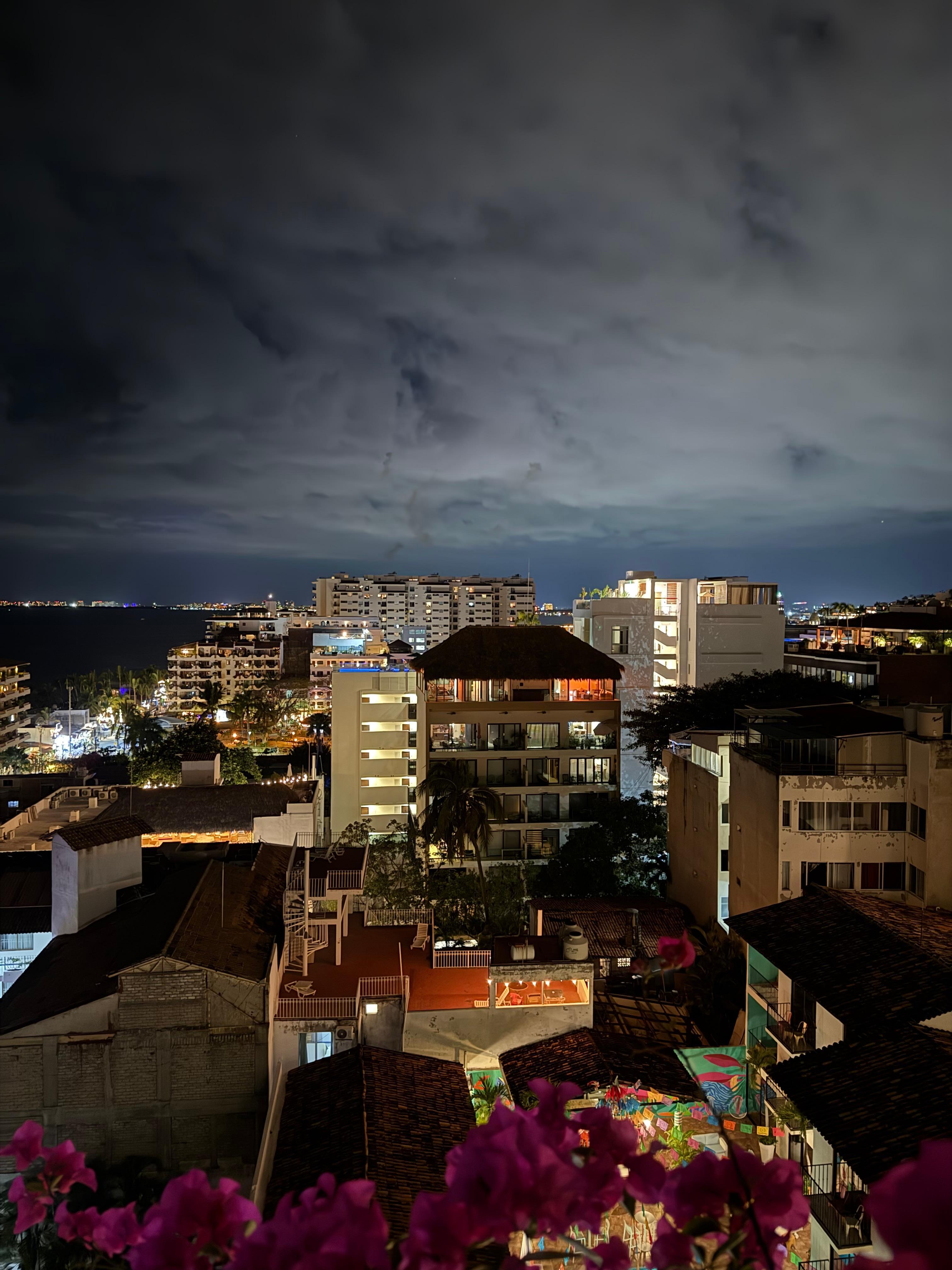 View from our balcony at night