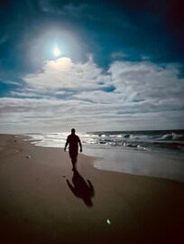 8pm moonlit beach walk.