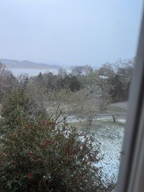 View of snow looking out a window