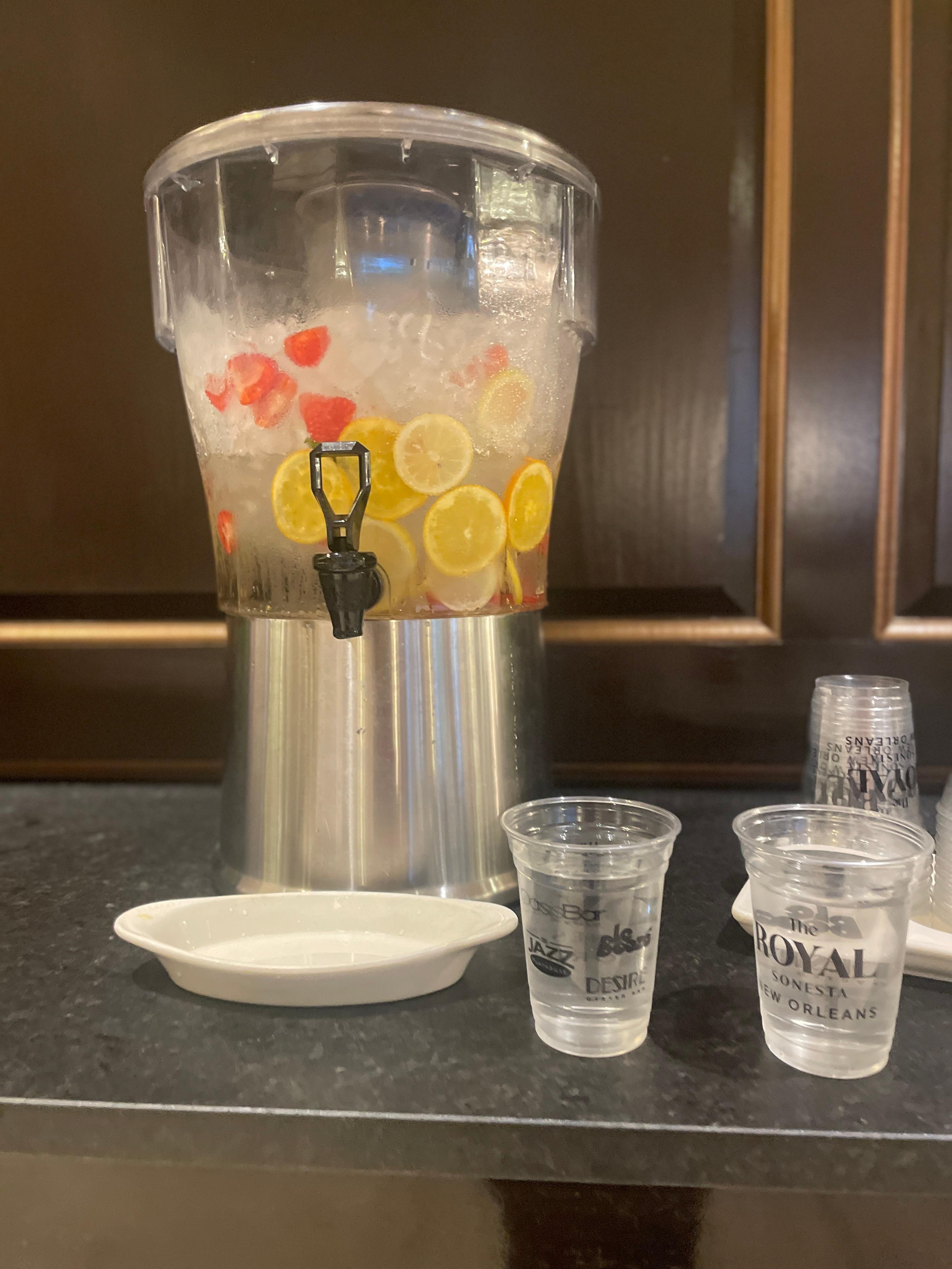 Complimentary refreshing flavored water 