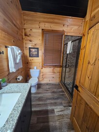 All bathrooms had a walk-in shower with glass doors
