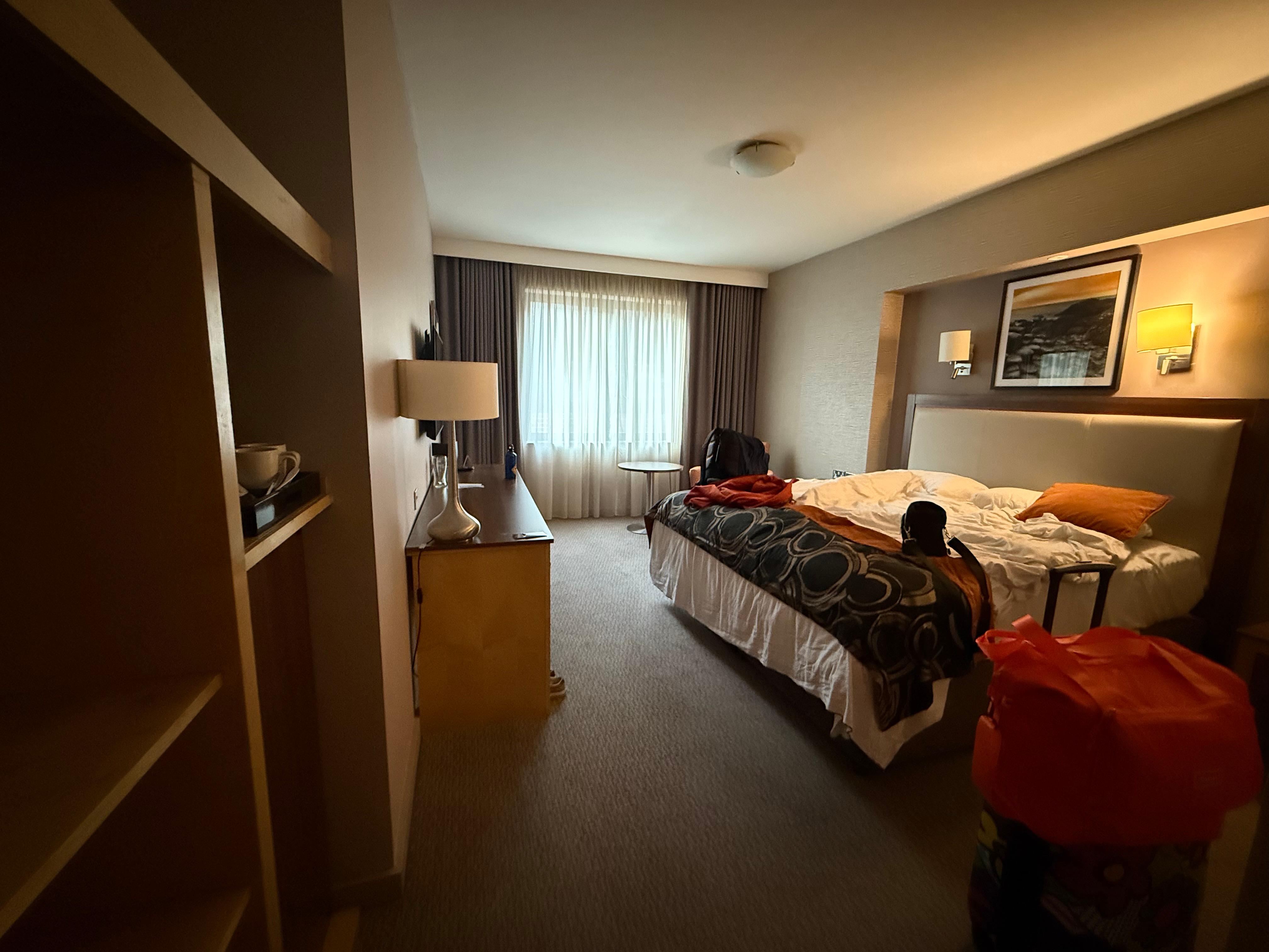Deluxe Double - photo taken before checkout, hence bed is not made yet