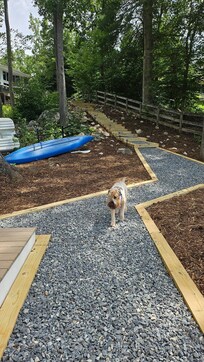 Newly built private walkway down to the boathouse