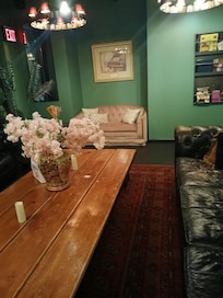 Dining where I sat peacefully at 3am . I was very cold , I did not know until 5am that there were blankets