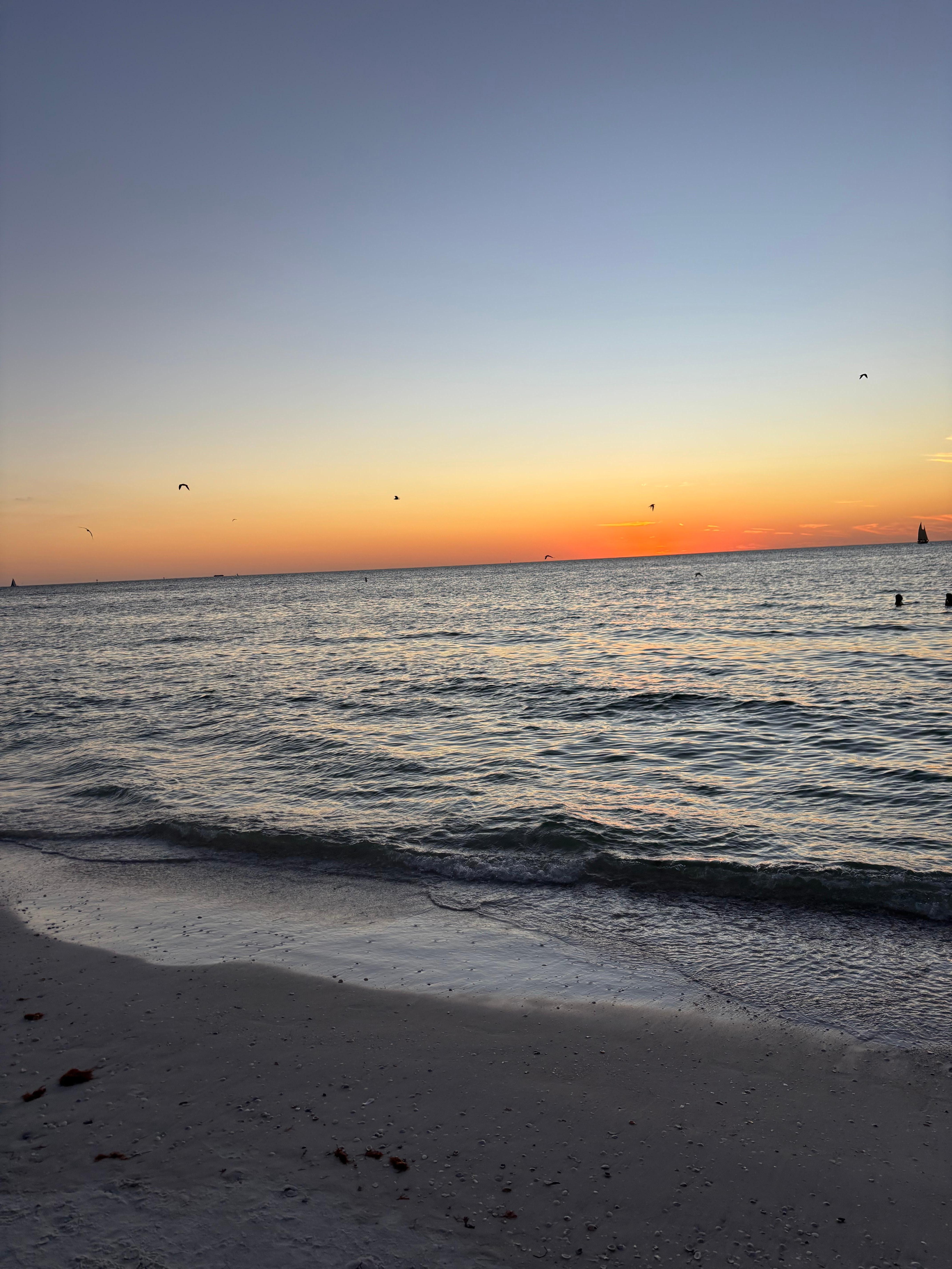 Sunset on the beach on site. 