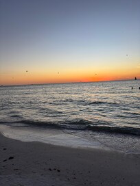 Sunset on the beach on site.