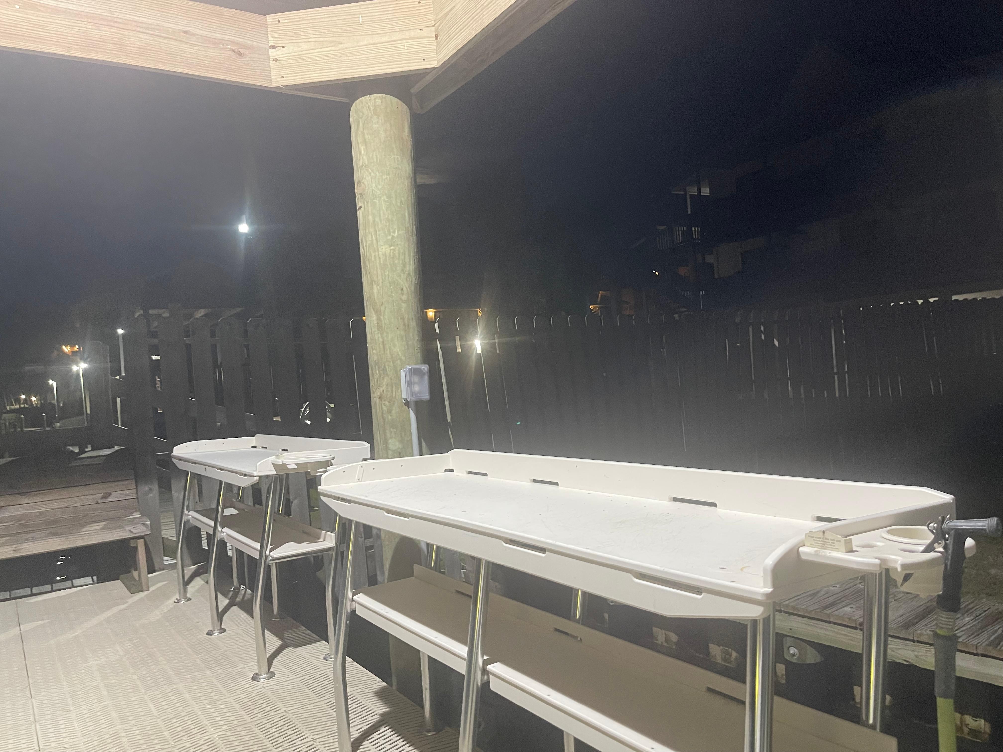 Fish cleaning station on dock