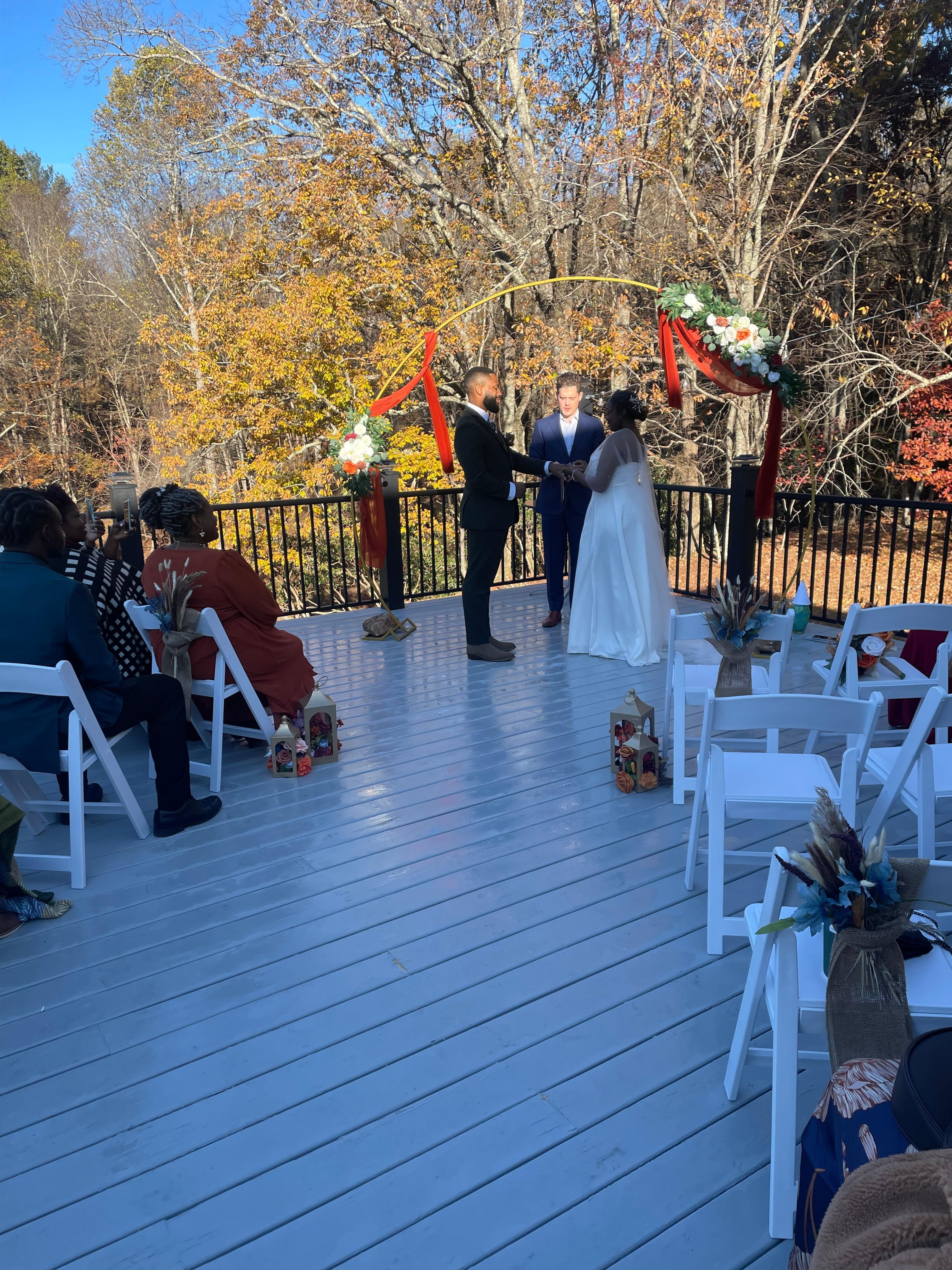 Ceremony on the barn deck