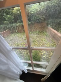 View out of the bedroom in the basement