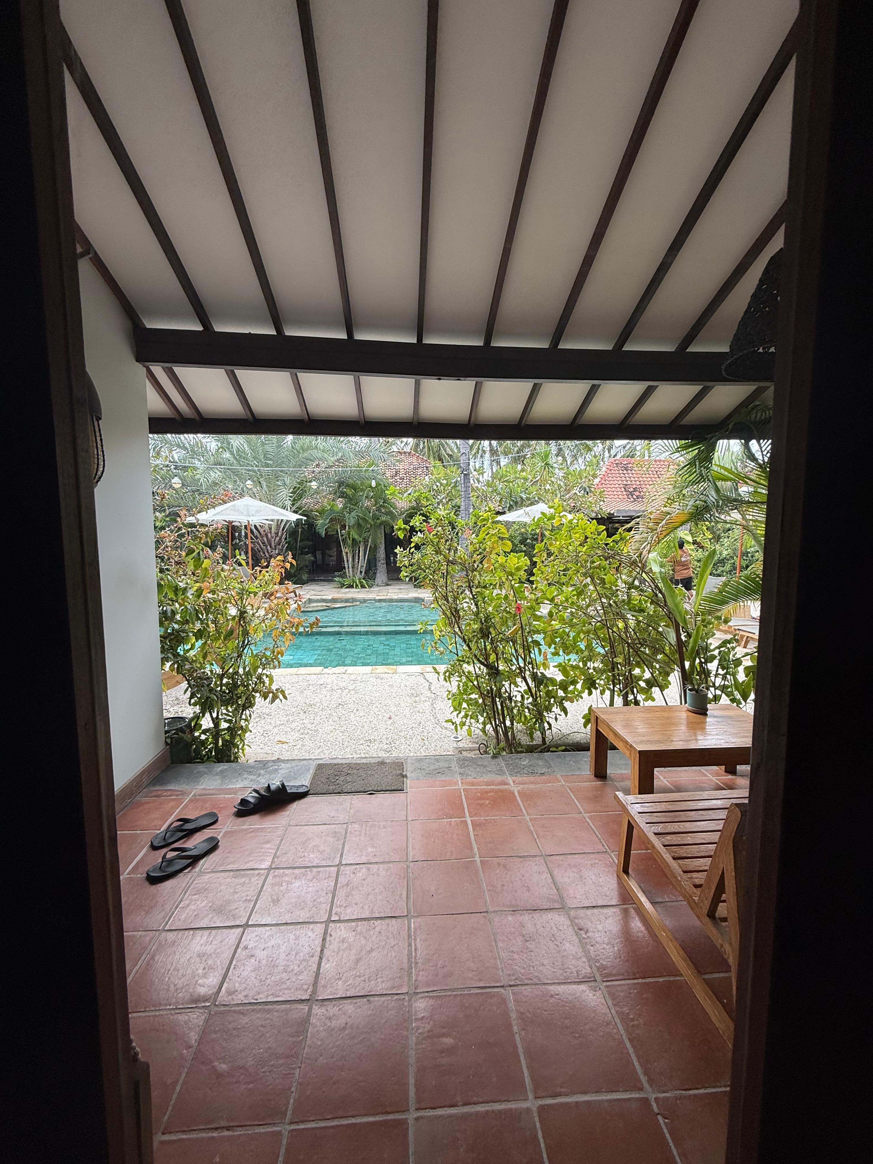 A quick step and into the pool