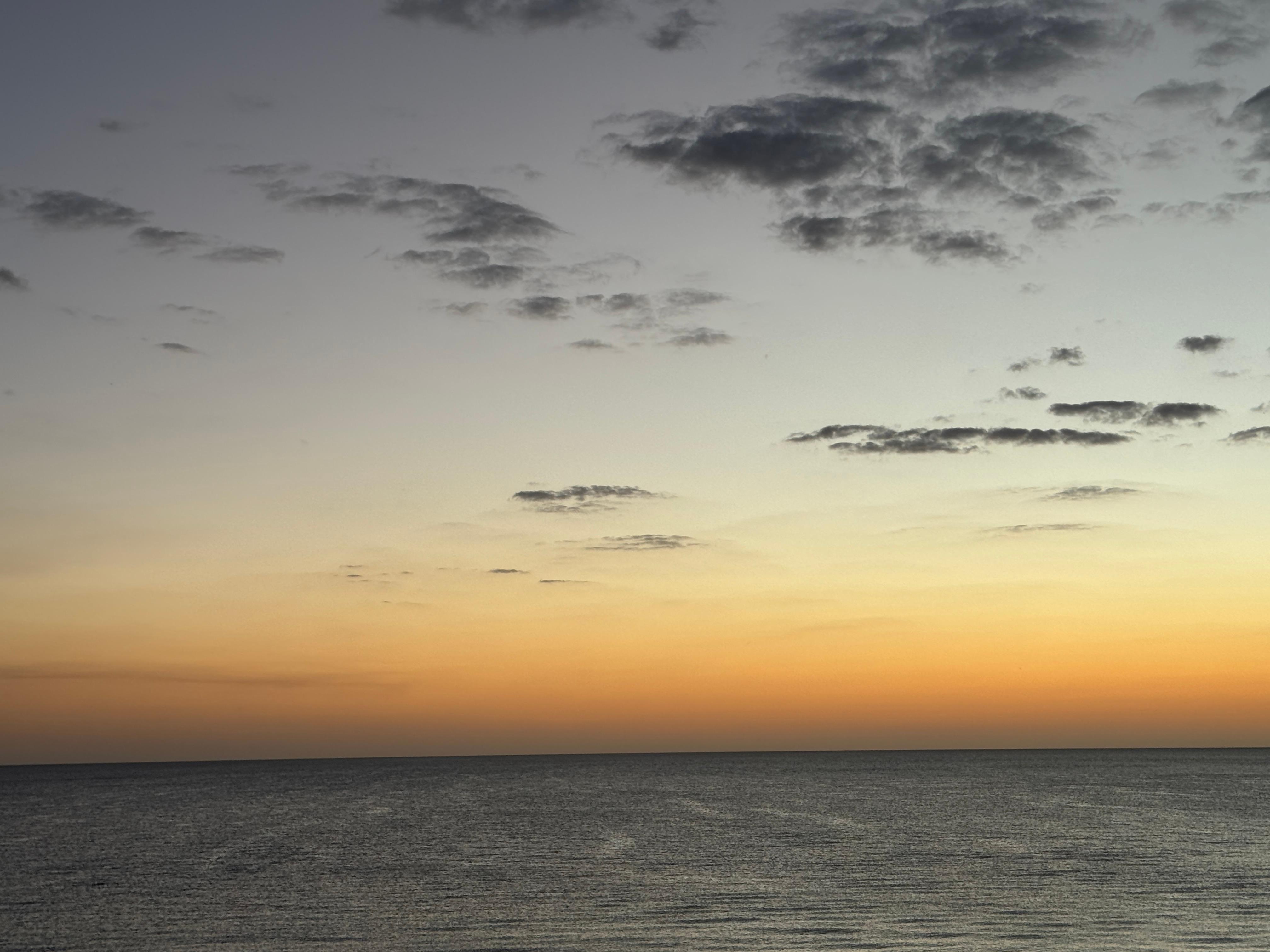 As the sun is setting. 