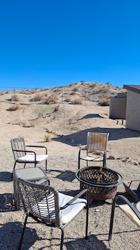 A view of the bench from the house