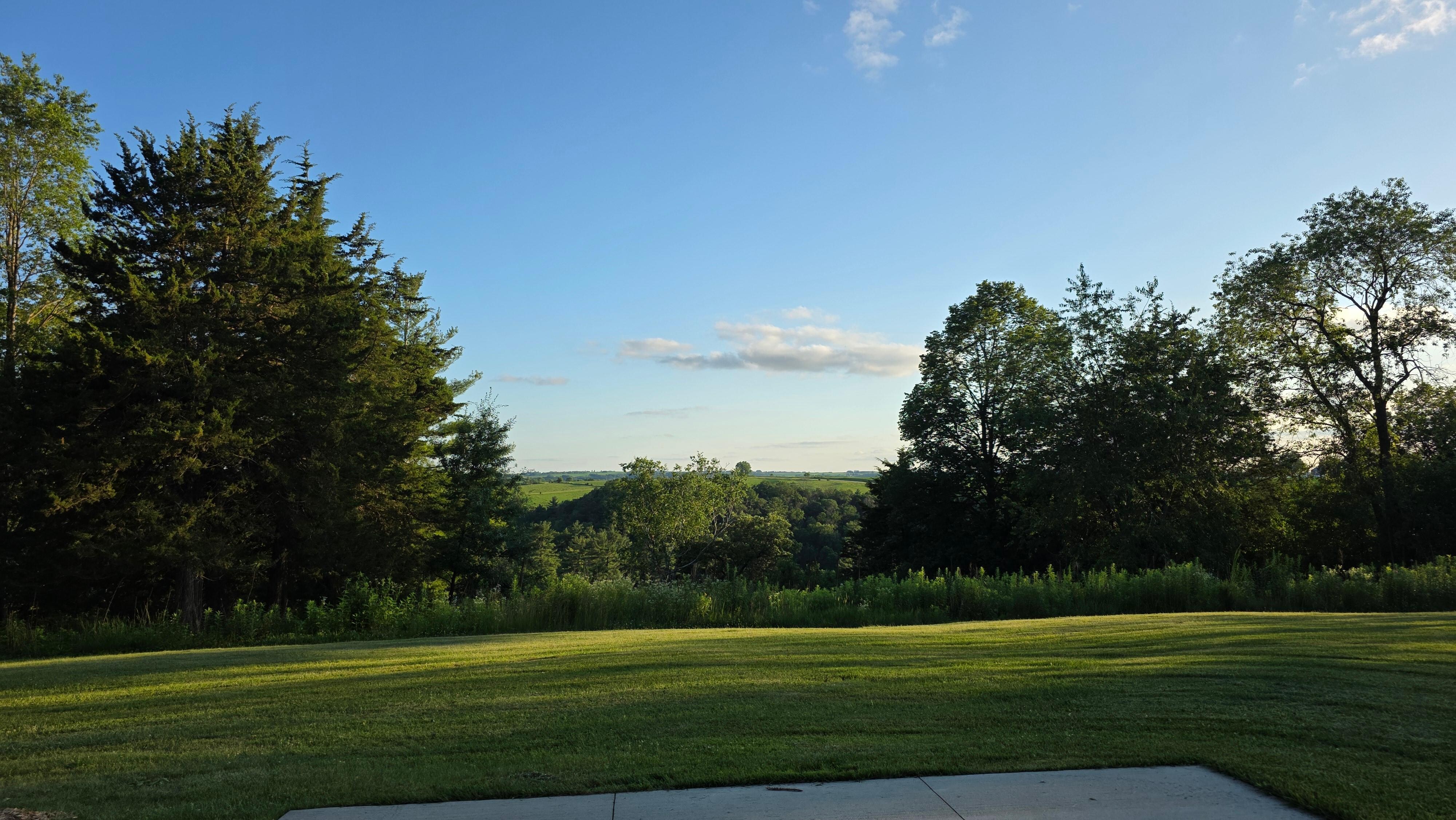 The view from the picnic table/fire pit area