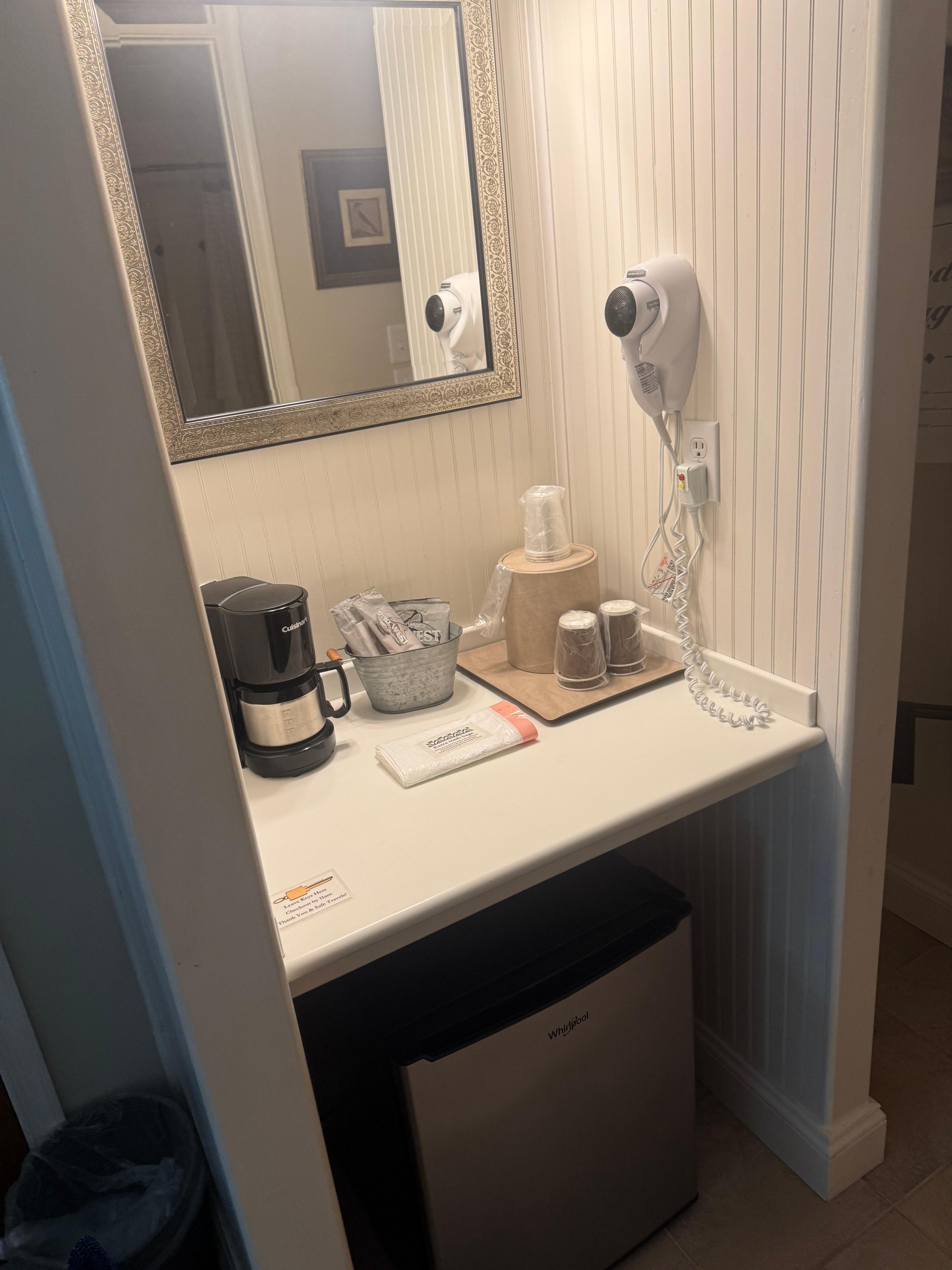 Coffee and fridge area