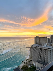 View from our room on 35th floor - beautiful sunset (August 2025)