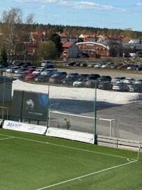 Kort vei fra fotball-stadion i Umeå til hotell Vilja.