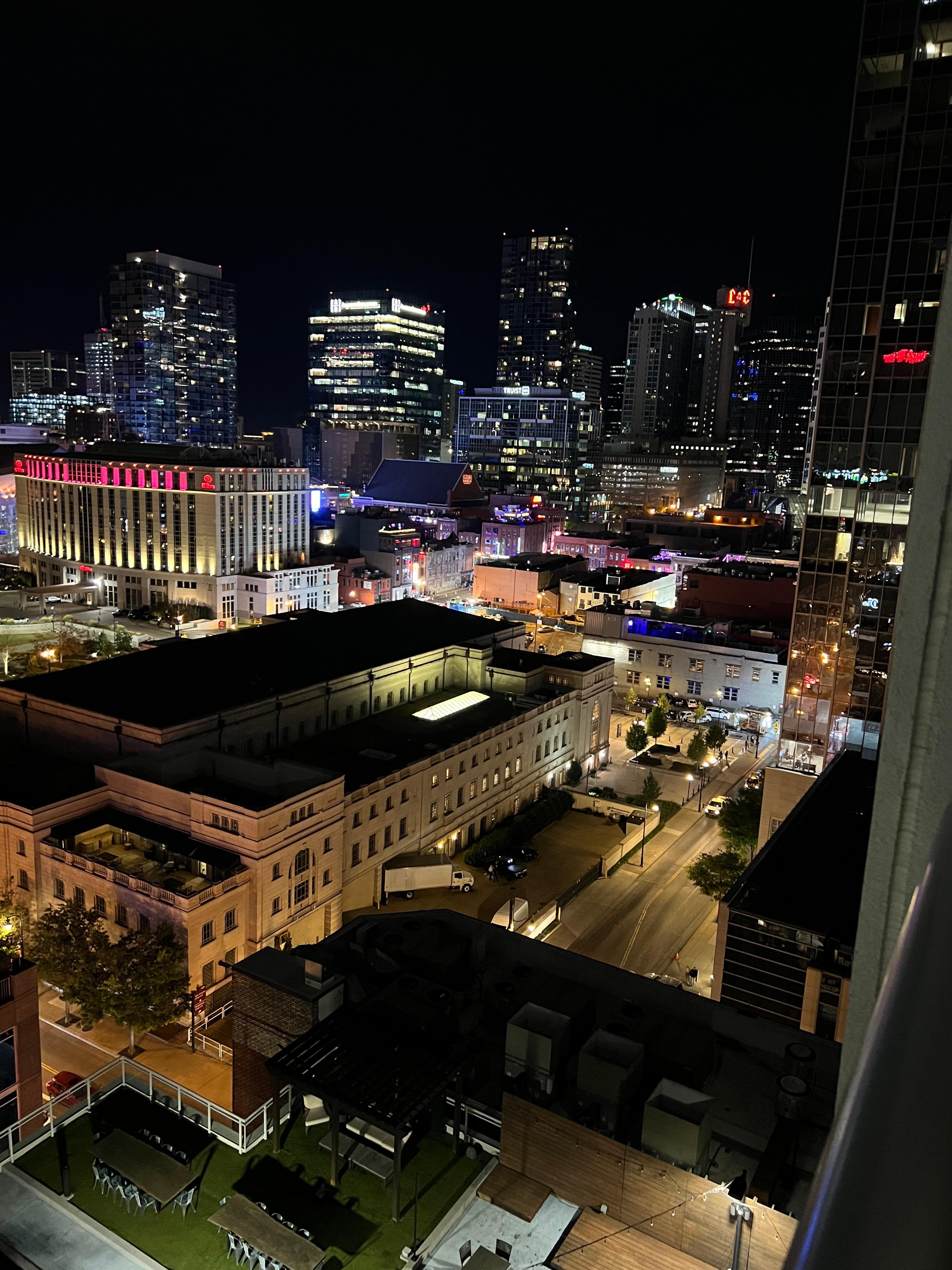 View out our window looking towards Broadway. I circled the Ryman to show just how close we are.