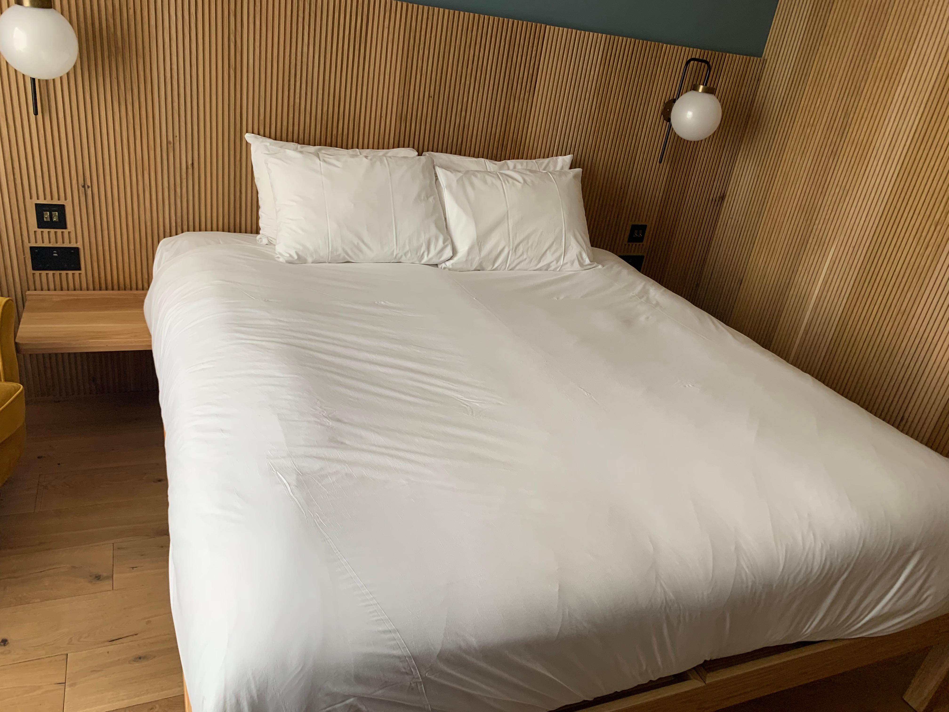 My "Double' bed.  As you can see, it's not clear this is two mattresses zipped together from first glance.