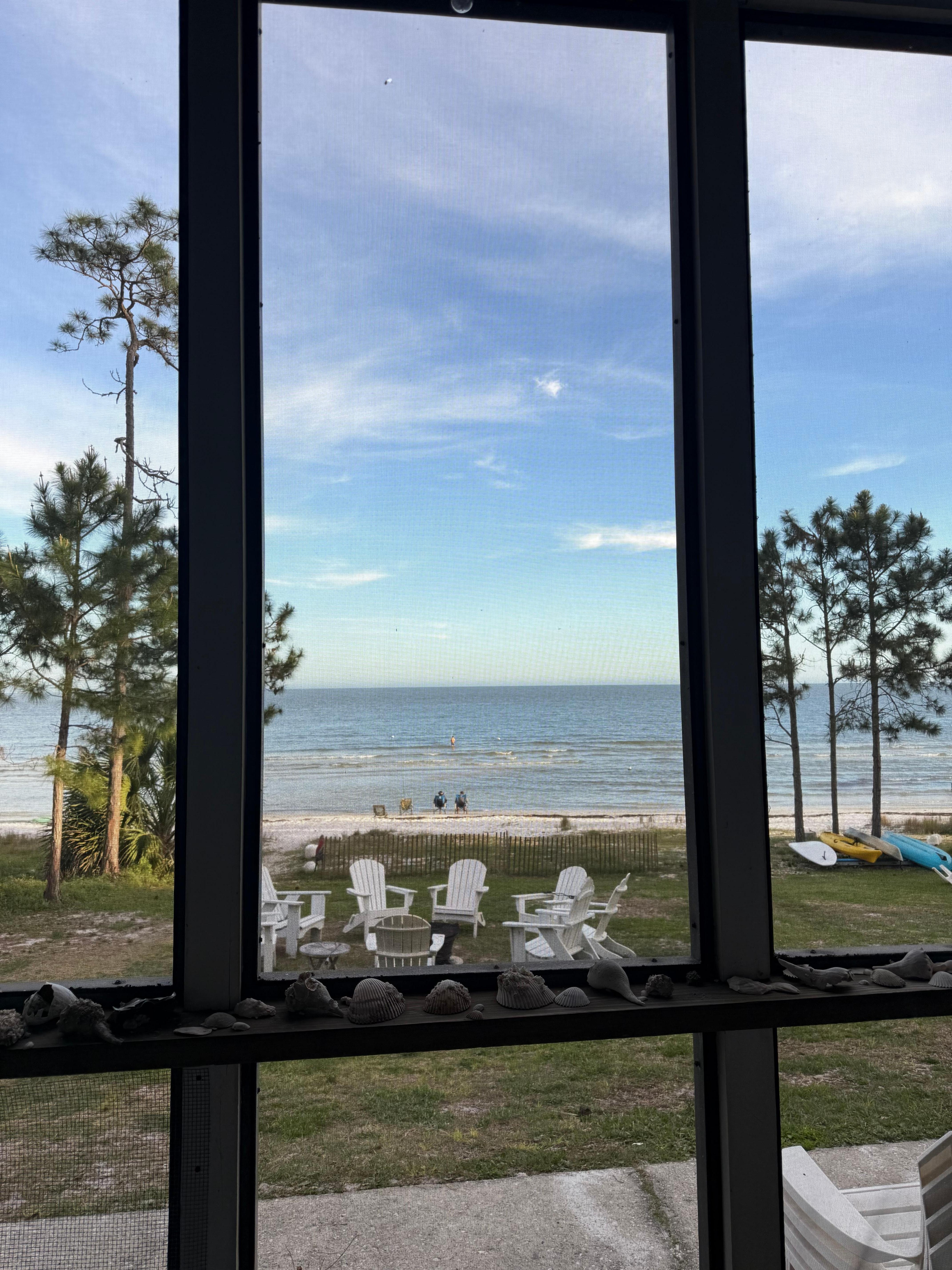 View of beach from screen porch