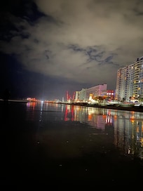 View from the beach at night