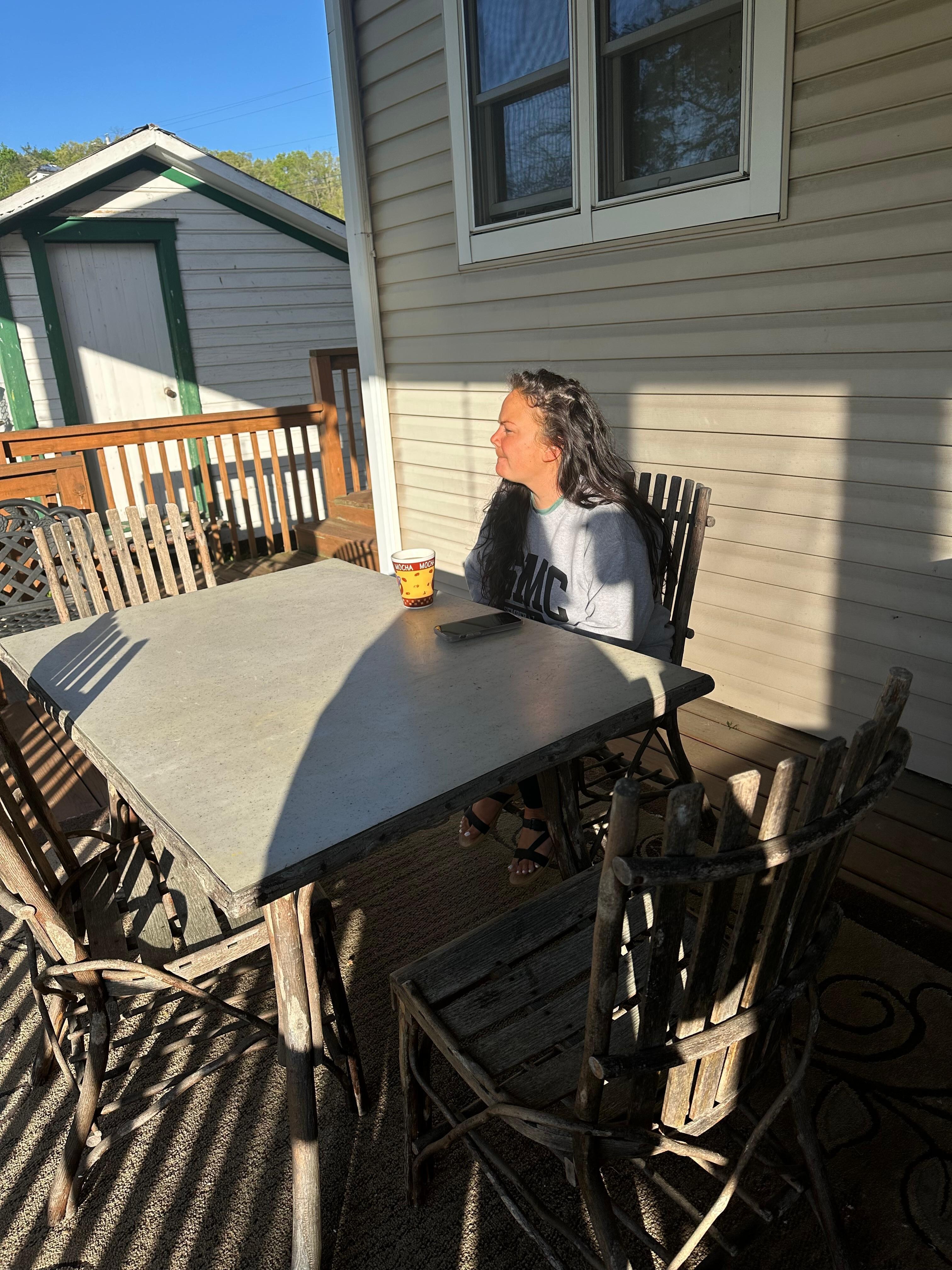 Morning coffee on back porch
