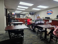 Small eating area and not much food.