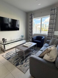 The living room with sofa bed