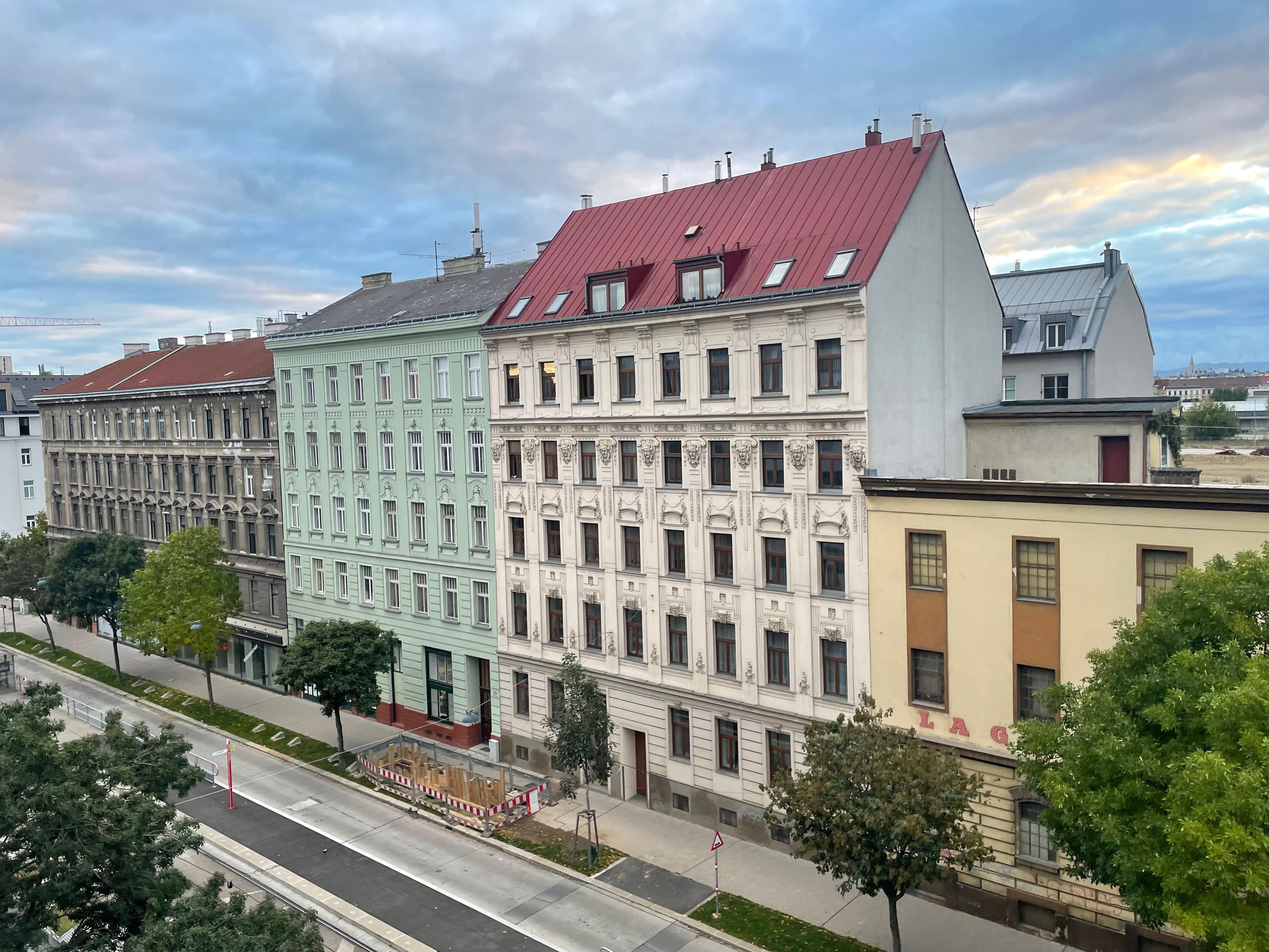 View from our balcony with trams in the street ready to take you to your destination. 