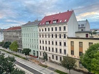 View from our balcony with trams in the street ready to take you to your destination.